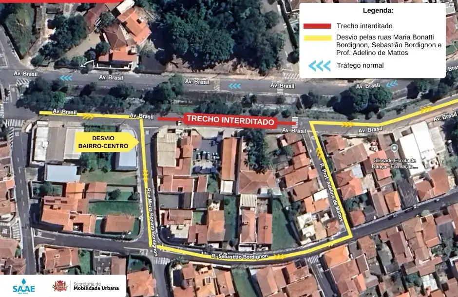 Trecho da Avenida Brasil será interditado nesta sexta, em Mogi Mirim