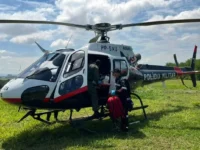 Vítima de acidente na SP-147 é resgatada pelo helicóptero Águia, em Mogi Mirim