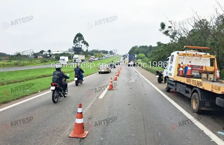 Mulher morre atropelada por carreta após acidente na SP-340, em Mogi Mirim