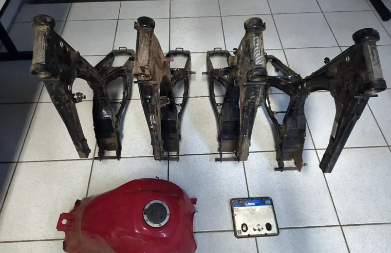 Quadros de motocicletas furtadas são desovados em área próxima à ferrovia em Mogi Guaçu