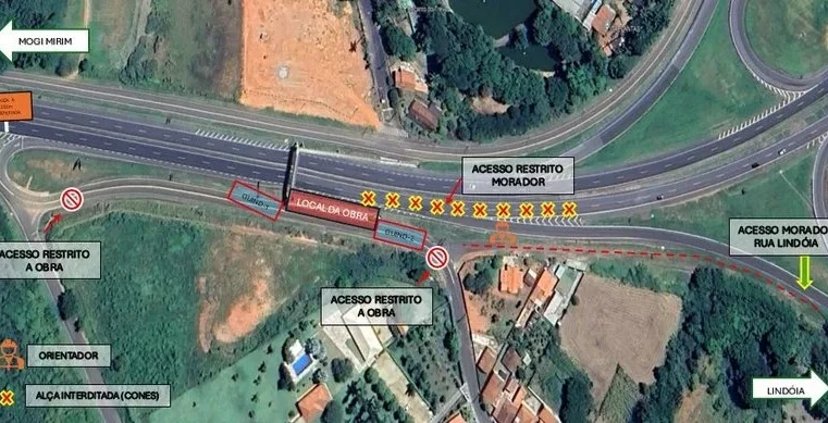 Intervias interdita temporariamente marginais da SP-147 e alça de acesso à SP-352, em Itapira