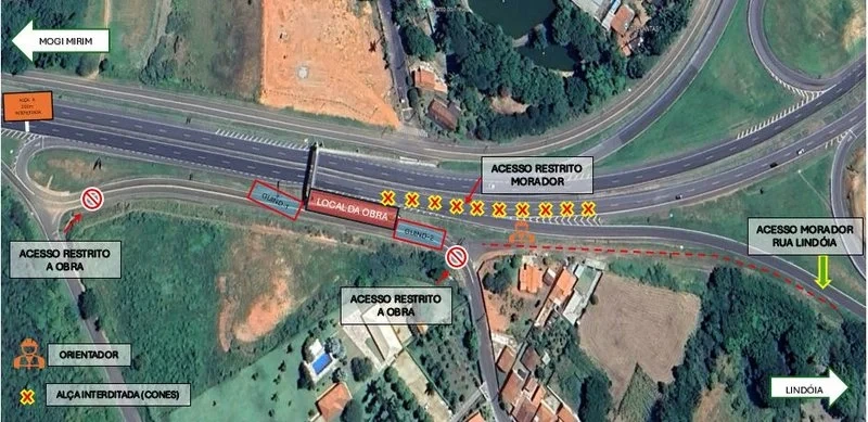 Intervias interdita temporariamente marginais da SP-147 e alça de acesso à SP-352, em Itapira
